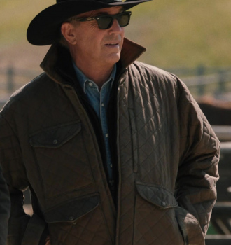 Worn on Yellowstone TV Show - Quilted Brown Rancher Jacket Worn by Kevin Costner as John Dutton III