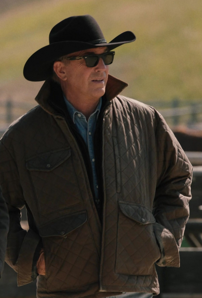 Quilted Brown Rancher Jacket Worn by Kevin Costner as John Dutton III