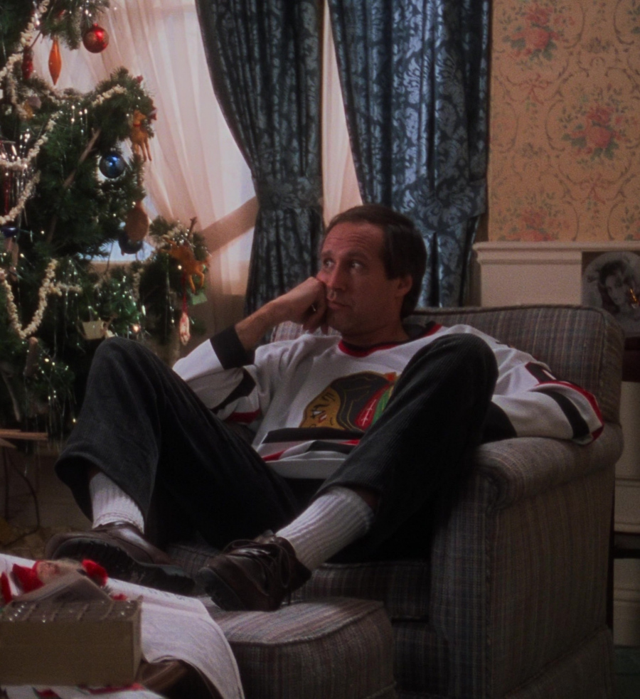 black corduroy trousers - Chevy Chase (Clark W. "Sparky" Griswold Jr.) - National Lampoon's Christmas Vacation (1989) Movie
