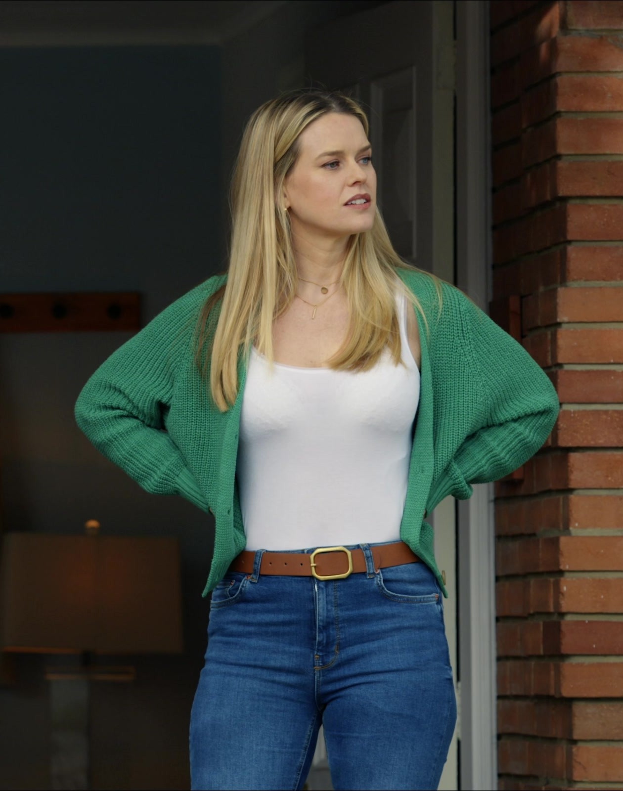 Worn on Freelance (2023) Movie - White Top of Alice Eve as Jenny Pettits