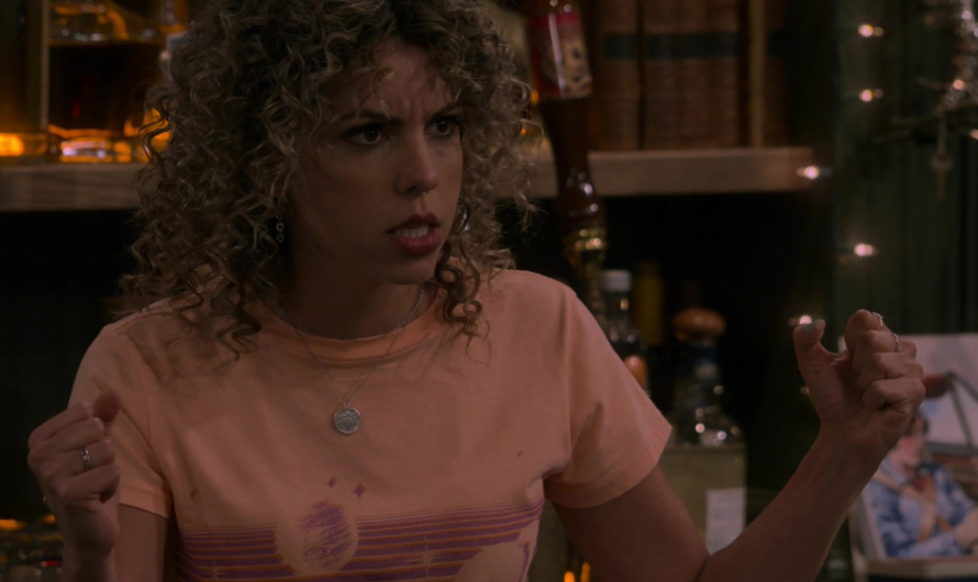 Retro Spaced Out Graphic Print T-Shirt Worn by Jess Salgueiro as Eve