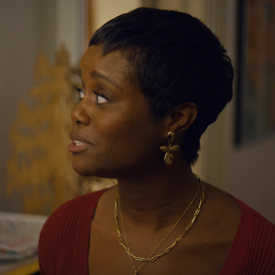 Gold Plated Pewter Earrings of Denée Benton as Julie from Genie (2023) Movie