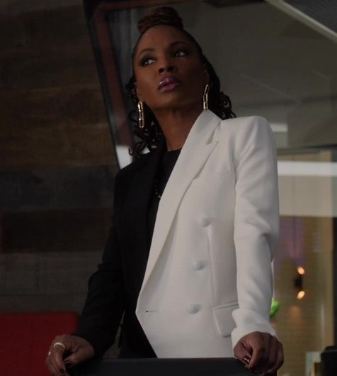 Half Black Half White Blazer Worn by Shanola Hampton as Gabrielle “Gabi” Mosely