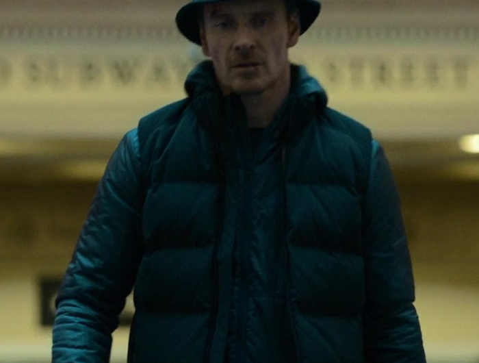 Black Quilted Puffer Vest Worn by Michael Fassbender