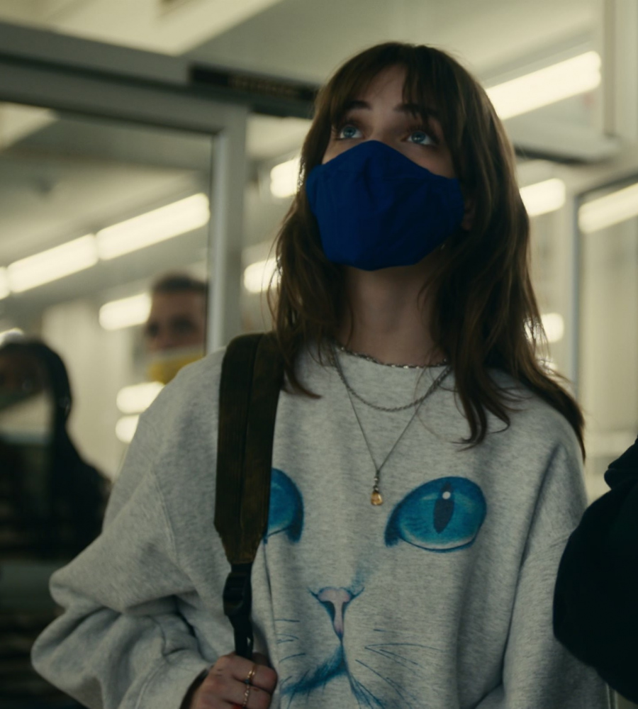 Cat Face Sweatshirt Worn by Talia Ryder as Harmony Williams from Dumb Money (2023) Movie
