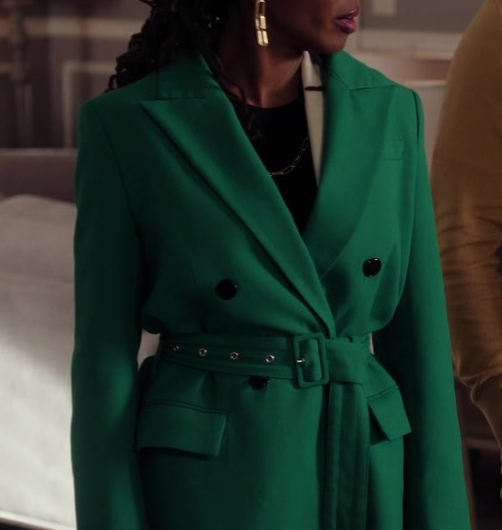 Emerald Green Belted Trench Coat of Shanola Hampton as Gabrielle “Gabi” Mosely