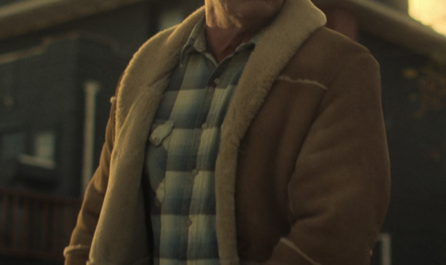 Classic Sherpa-Lined Suede Jacket Worn by Jon Hamm As Sheriff Roy Tillman