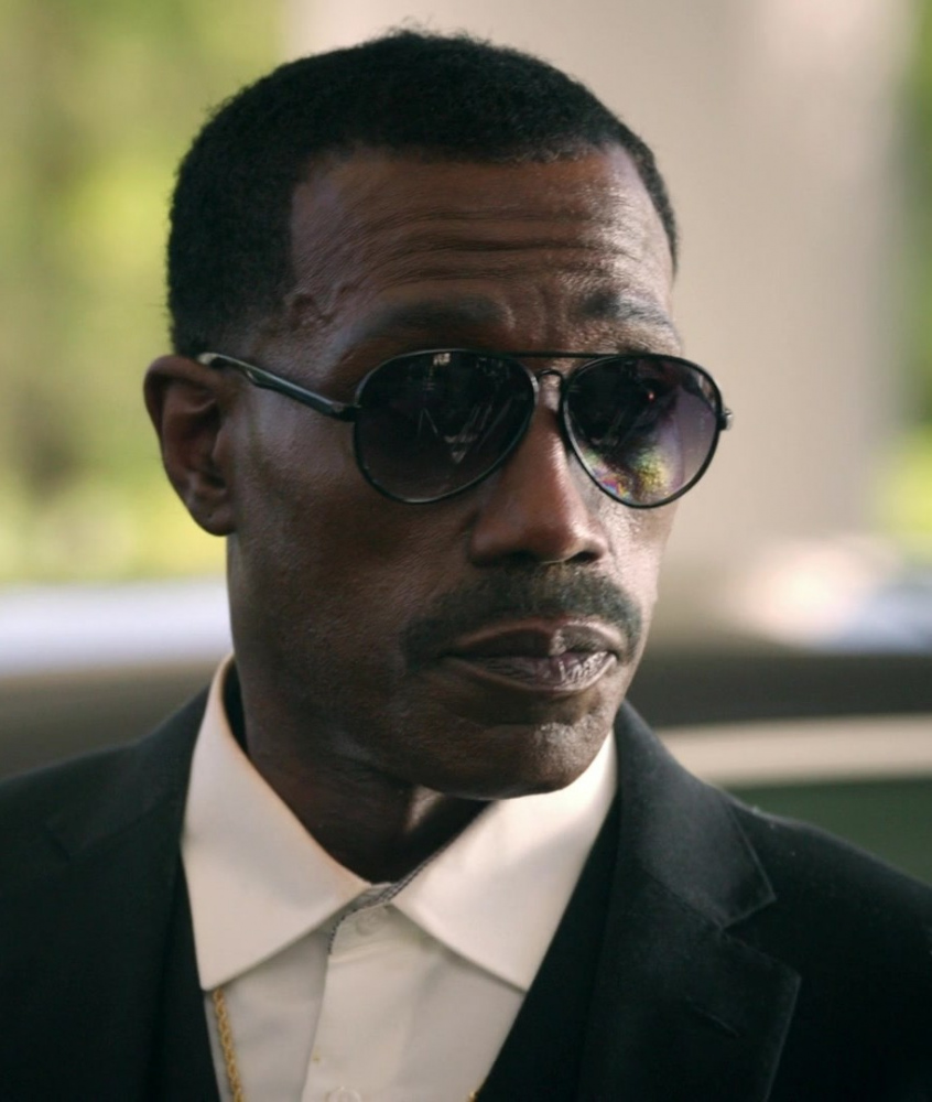 Black Aviator Frame Sunglasses of Wesley Snipes as Luther "Mr. Big" from Back on the Strip (2023) Movie