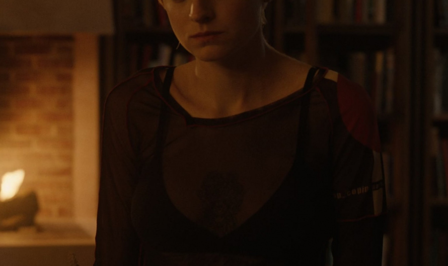 Long Sleeve Mesh Crop Top Worn by Emma Corrin as Darby Hart