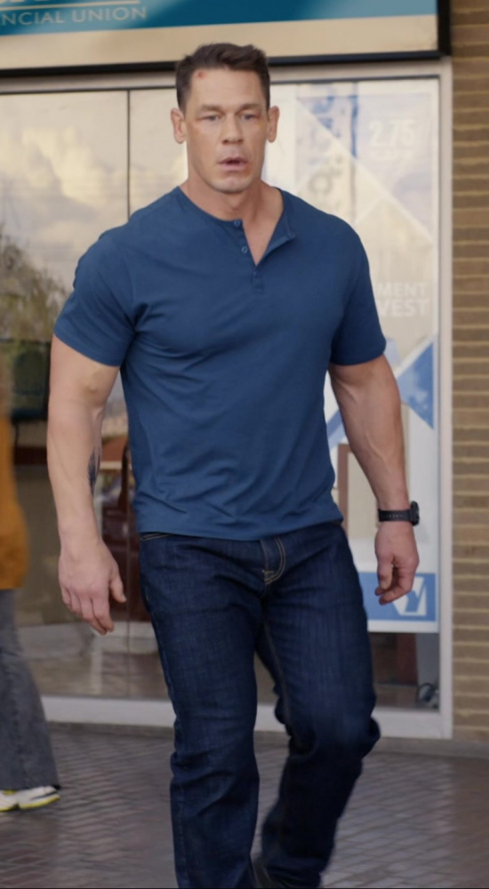 navy blue fitted polo shirt - John Cena (Mason Pettits) - Freelance (2023) Movie