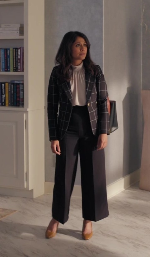 Black Wide Leg Cropped Trousers of Karen David as Rose Dinshaw from The Irrational TV Show