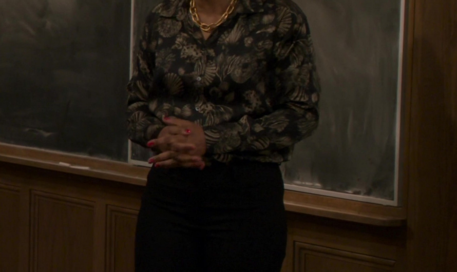 Black Button-Up Shirt with Shell Print Worn by Toks Olagundoye as Olivia
