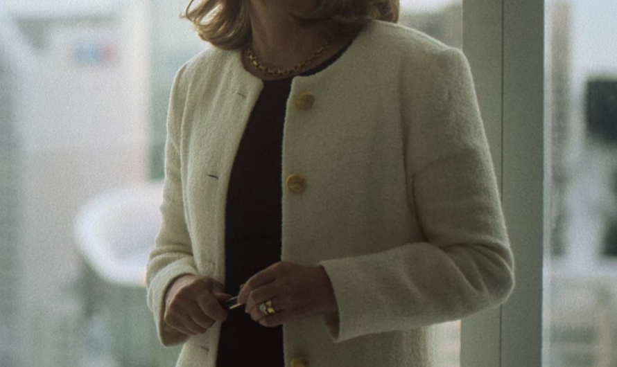 Wool Coat with Large Gold Buttons and Pockets Worn by Jennifer Jason Leigh As Lorraine Lyon
