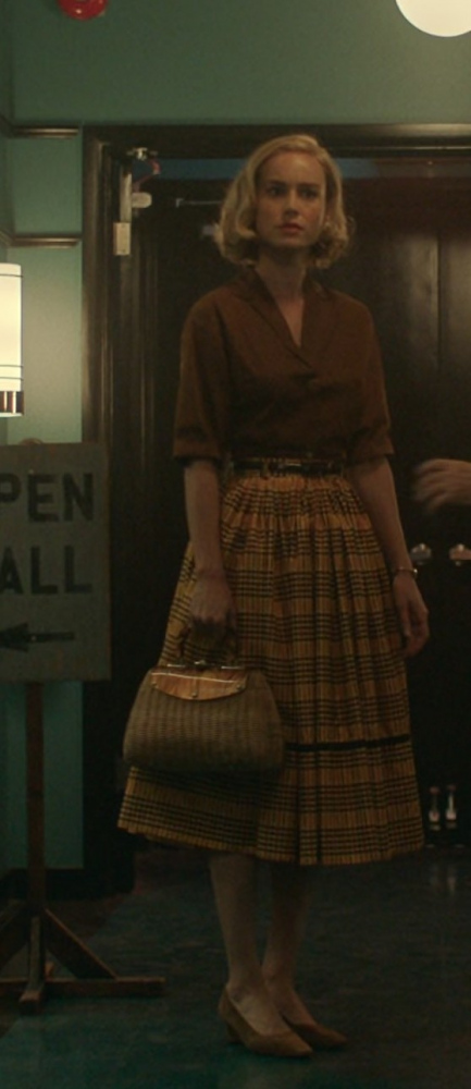 Retro High-Waisted Tartan Midi Skirt Worn by Brie Larson as Elizabeth Zott from Lessons in Chemistry TV Show