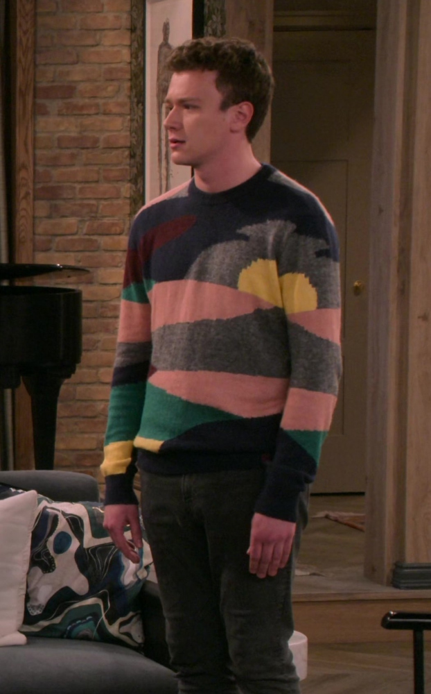 Wool-Blend Jacquard Sweater Worn by Anders Keith as David Crane