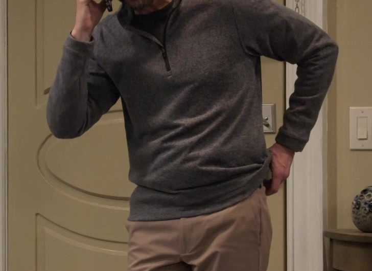 Grey Quarter-Zip Pullover Worn by Jon Cryer as Jim Kearney