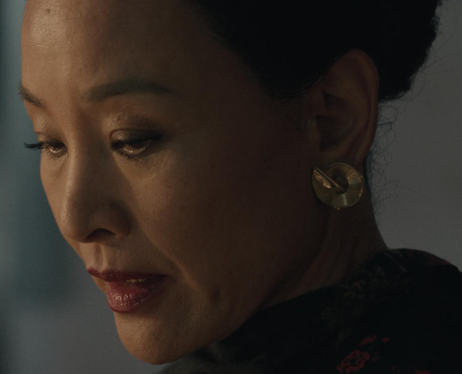 Spiral Gold Plated Hoop Earrings of Joan Chen as Lu Mei from A Murder at the End of the World TV Show