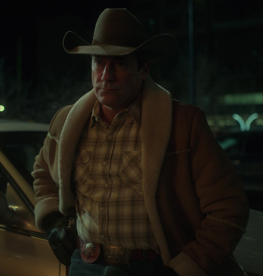 cowboy checked button-up shirt with front pockets - Jon Hamm As Sheriff Roy Tillman) - Fargo TV Show