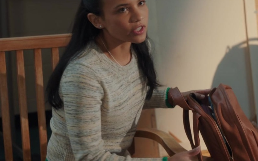 Earthy Toned Textured Knit Jumper of Nikki Rodriguez as Jackie Howard
