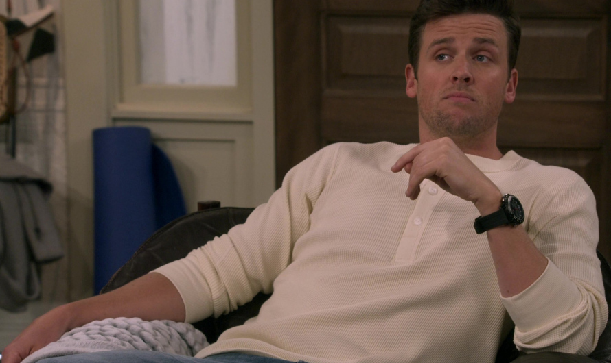Cream Henley Shirt with Soft Ribbed Texture Worn by Jack Cutmore-Scott as Frederick “Freddy” Crane