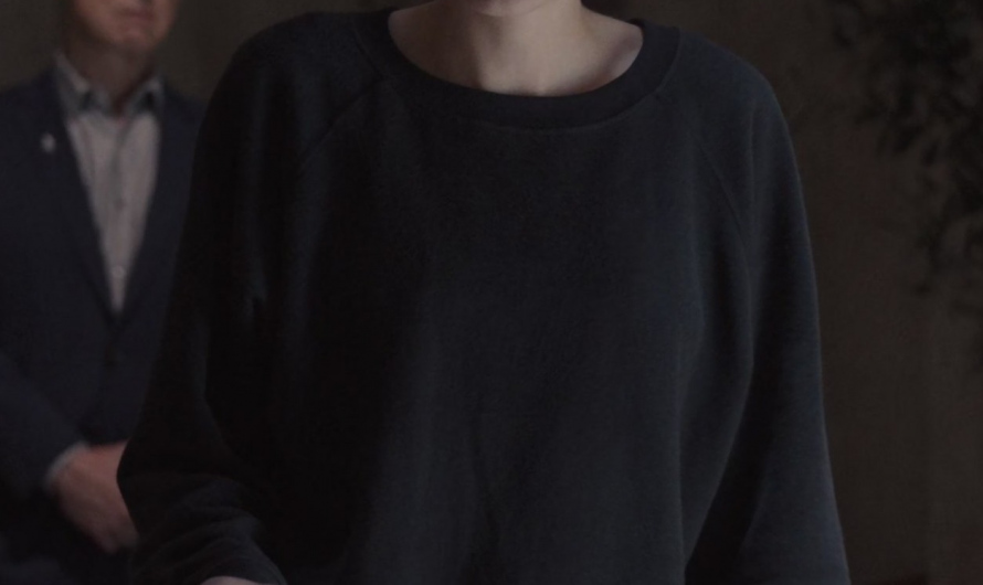 Minimalist Black Pullover Sweatshirt Worn by Emma Corrin as Darby Hart