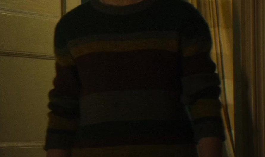 Multicolor Striped Crewneck Knit Sweater of Walker Scobell as Percy Jackson