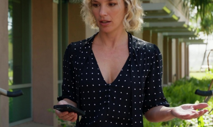 Polka Dot V-Neck Blouse Worn by Perdita Weeks as Juliet Higgins