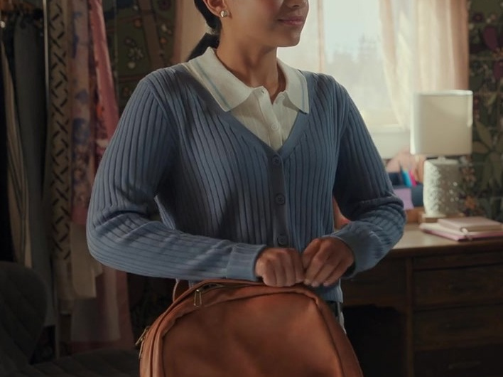 Brown Leather Backpack of Nikki Rodriguez as Jackie Howard