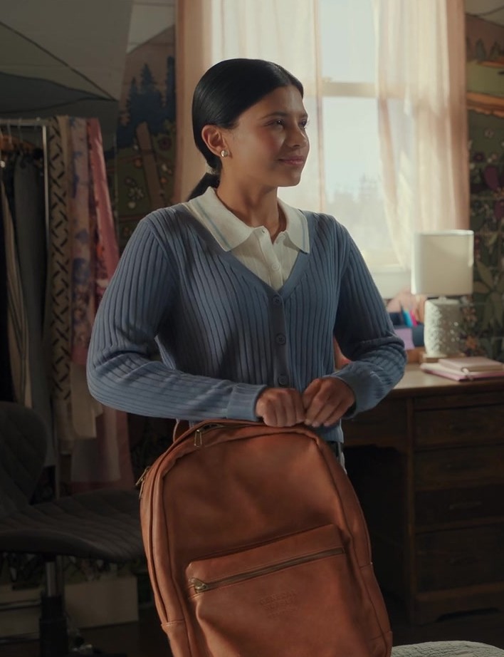Brown Leather Backpack of Nikki Rodriguez as Jackie Howard from My Life with the Walter Boys TV Show