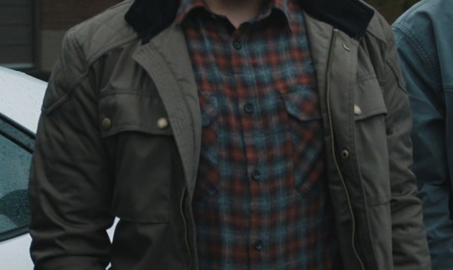 Olive Rugged  Jacket With Four Front Pockets Worn by Joe Tippett as Tim