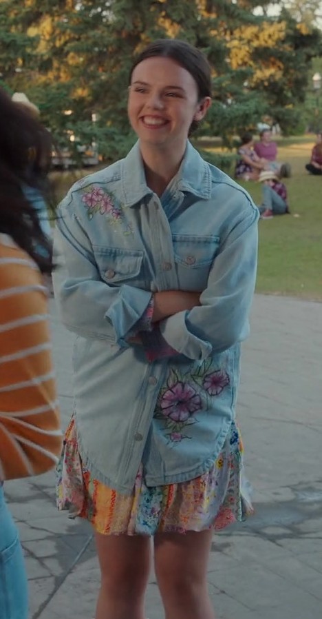 Floral Embroidery Denim Button-Up Shirt of  Ellie O'Brien as Grace from My Life with the Walter Boys TV Show