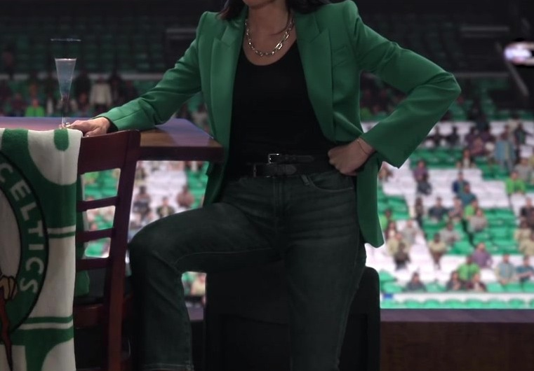 White Lace-Up Sneakers with Green Accents Worn by Abigail Spencer as Julia Mariano