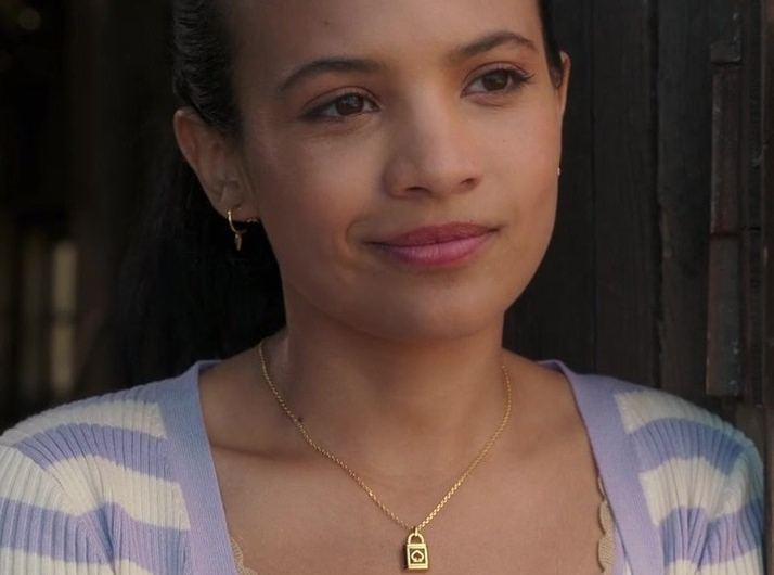 Gold Lock Pendant Necklace of Nikki Rodriguez as Jackie Howard