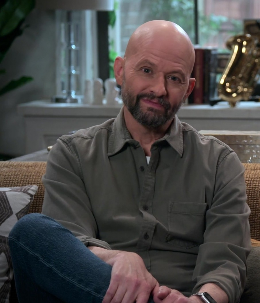 military style olive shirt with front pockets - Jon Cryer (Jim Kearney) - Extended Family TV Show