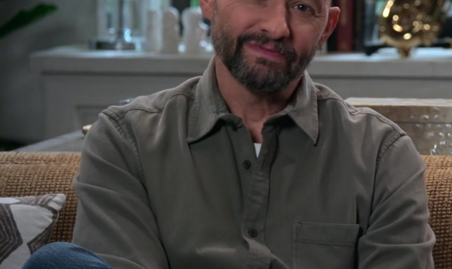 Military Style Olive Shirt with Front Pockets Worn by Jon Cryer as Jim Kearney