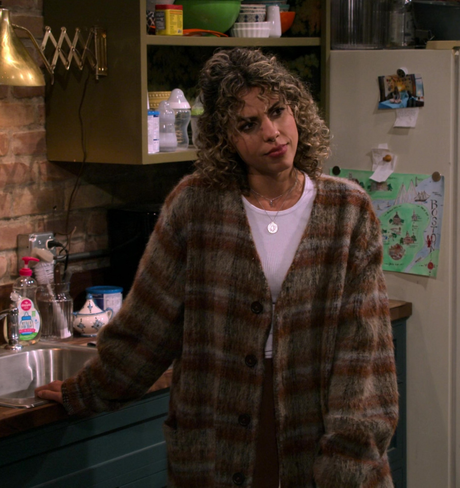 Checkered Mohair Cardigan Worn by Jess Salgueiro as Eve from Frasier TV Show