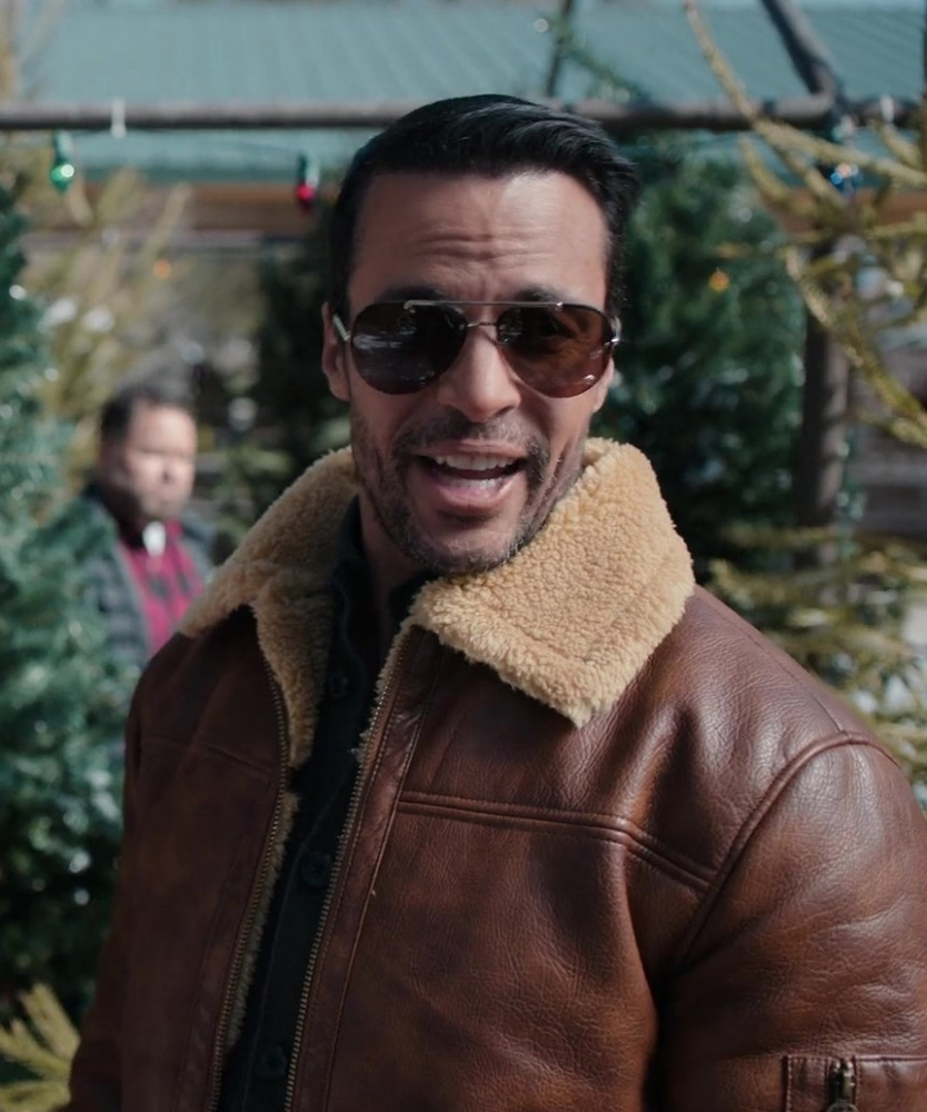 brown aviator sunglasses - Matt Cedeño (Valentino) - Best. Christmas. Ever! (2023) Movie