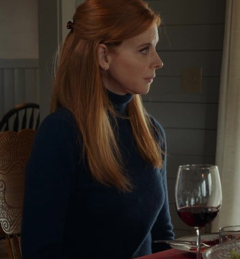 Blue Turtleneck Sweater of Sarah Rafferty as Dr. Katherine Walter