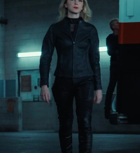 Black Leather Moto Jacket of Alyson Gorske as Lana
