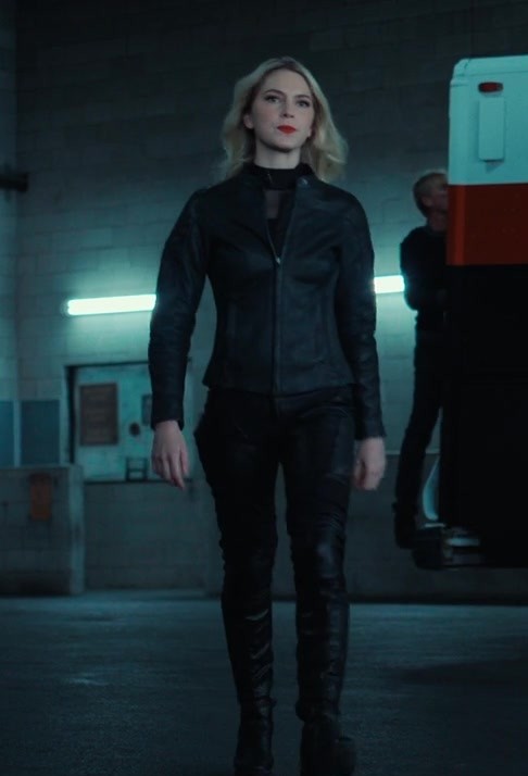Worn on Obliterated TV Show - Black Leather Moto Jacket of Alyson Gorske as Lana