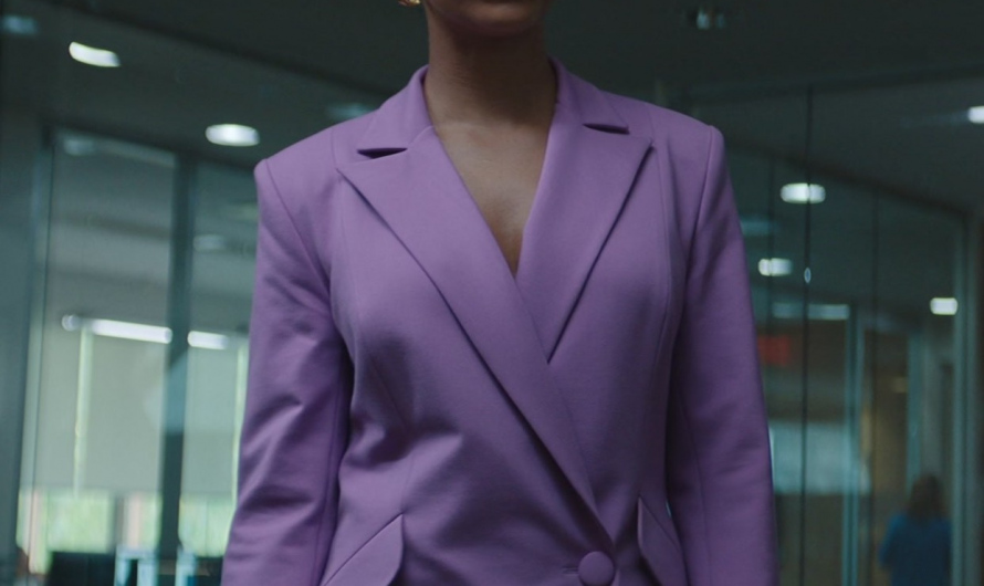 Elegant Purple Office Blazer with Notch Lapel Design of Dominique Tipper as Brenda Holland