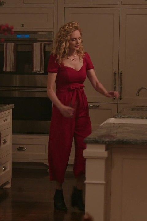 red jumpsuit - Heather Graham (Charlotte Sanders) - Best. Christmas. Ever! (2023) Movie