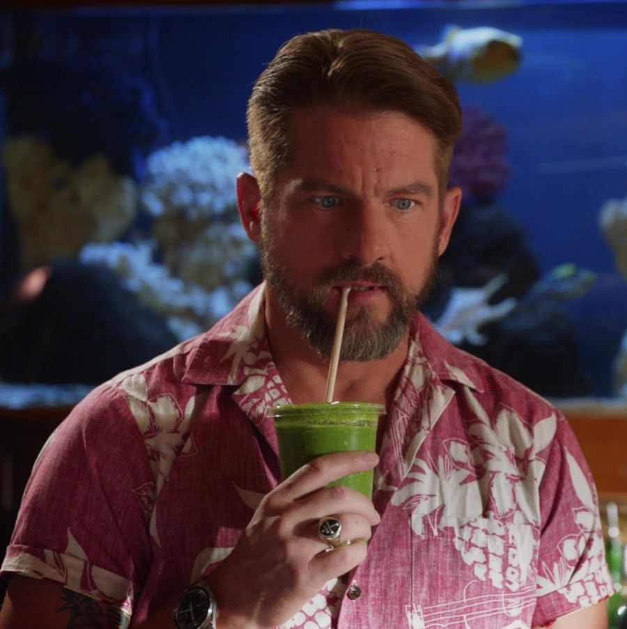 Hawaiian Pineapple Print Shirt Worn by Zachary Knighton as Orville "Rick" Wright from Magnum P.I. TV Show
