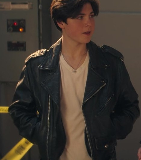 Classic Style Black Leather Motorcycle Jacket Worn by Brady Noon as Wyatt