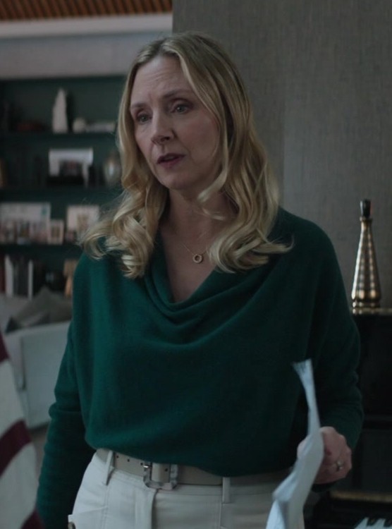 Worn on Cat Person (2023) Movie - Green Sweater Worn by Hope Davis as Kelly