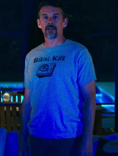 Bikini Kill Logo T-Shirt Worn by Ethan Hawke as Clay Sandford