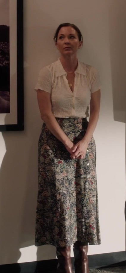 Worn on Found TV Show - Floral Button Front Skirt Worn by Kelli Williams as Margaret Reed