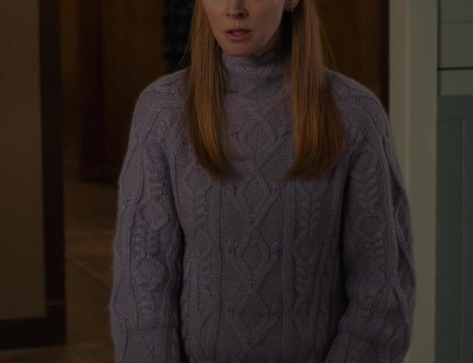 Cozy Lavender Cable Knit Sweater of Sarah Rafferty as Dr. Katherine Walter