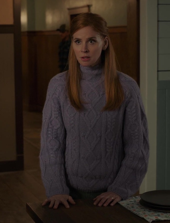 Cozy Lavender Cable Knit Sweater of Sarah Rafferty as Dr. Katherine Walter from My Life with the Walter Boys TV Show