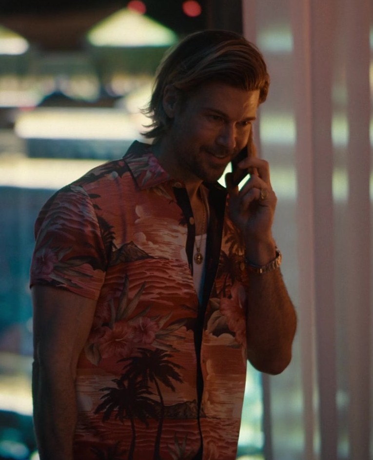 Worn on Obliterated TV Show - Tropical Palm Beach Print Long Sleeve Button Down Shirt Worn by Nick Zano as Chad McKnight